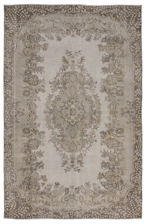 Atina Beige Vintage Wool Handmade Area Rug 5'9" x 9'1"