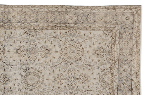 Atina 8665 Beige Vintage Wool Handmade Area Rug 6'3" x 9'7"