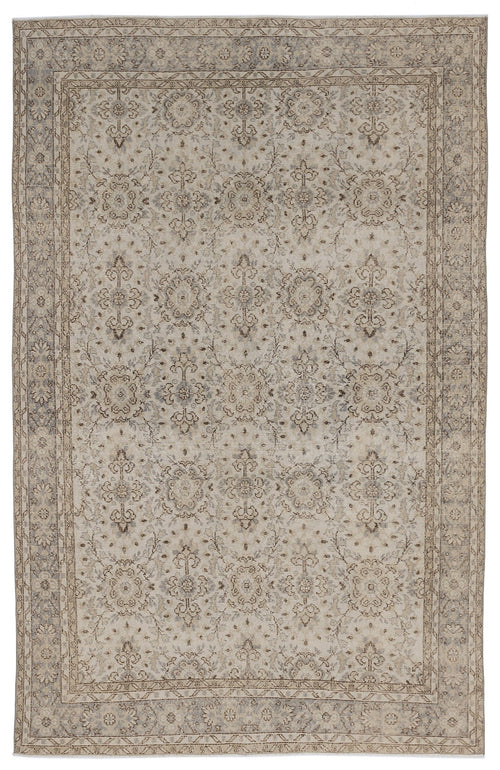 Atina 8665 Beige Vintage Wool Handmade Area Rug 6'3" x 9'7"