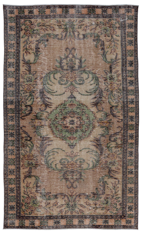 Atina 8676 Brown Vintage Wool Handmade Area Rug 5'4" x 8'8"