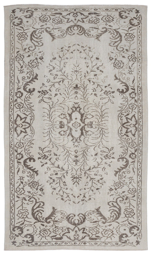 Atina 8692 Beige Vintage Wool Handmade Area Rug 5'2" x 8'11"