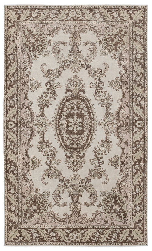 Atina 8694 Beige Vintage Wool Handmade Area Rug 5'6" x 9'4"