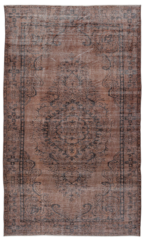 Atina Brown Vintage Wool Handmade Area Rug 5'6" x 9'7"