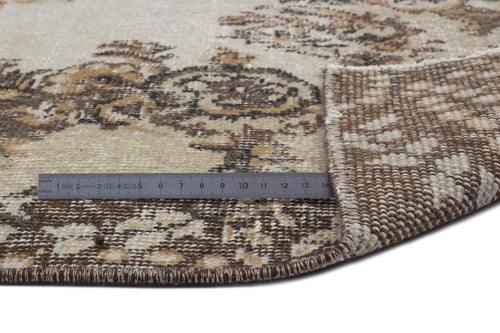Atina Beige Vintage Wool Handmade Area Rug 3'7" x 6'9"