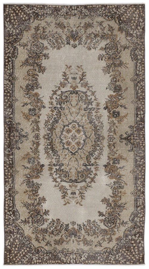 Atina Beige Vintage Wool Handmade Area Rug 3'7" x 6'9"