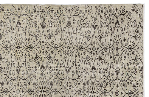 Atina Beige Vintage Wool Handmade Area Rug 5'5" x 8'11"