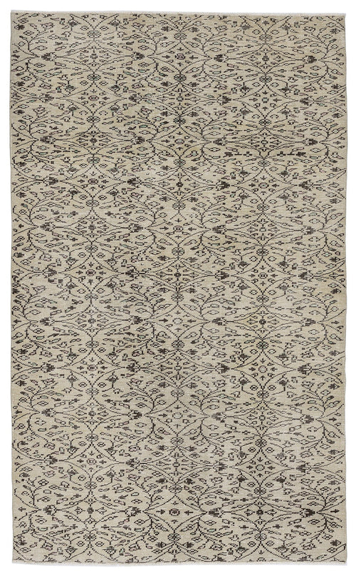 Atina Beige Vintage Wool Handmade Area Rug 5'5" x 8'11"