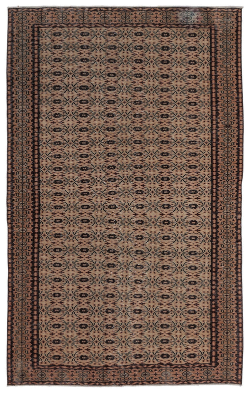 Atina Brown Vintage Wool Handmade Area Rug 5'7" x 9'0"
