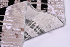 Machine Made Area Rug - Black Frame Beige Flatweave Rug with Overlocked Edge