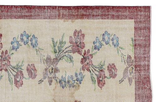 Atina Cream Vintage Wool Handmade Area Rug 5'7" x 8'8"