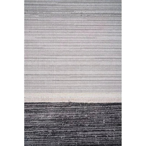 Dark Grey Area Rug – Machine Made Viscose Carpet with Modern Frame for Living Room
