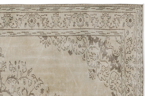 Atina Beige Vintage Wool Handmade Area Rug 6'1" x 9'7"