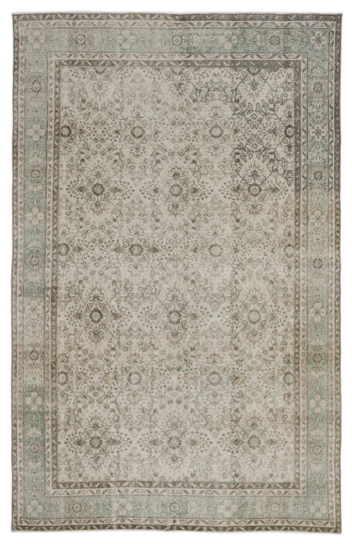 Atina Beige Vintage Wool Handmade Area Rug 6'6" x 10'3"