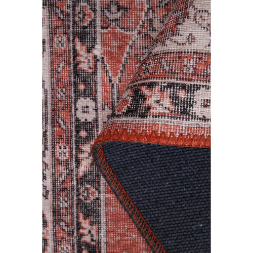 Digital Print Area Rug - Burgundy Cotton Washable Non Slip Decorative Carpet