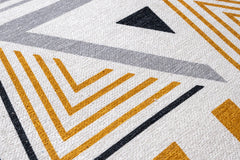 Yellow Zigzag Area Rug - Cotton Chenille Digital Print Washable Floor Rug