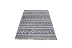 Grey Geometric Area Rug - Cotton Chenille Digital Print Carpet for Living Room