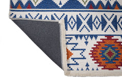 Blue Cotton Area Rug - Digital Print Chenille Carpet | Stylish Washable Floor Mat