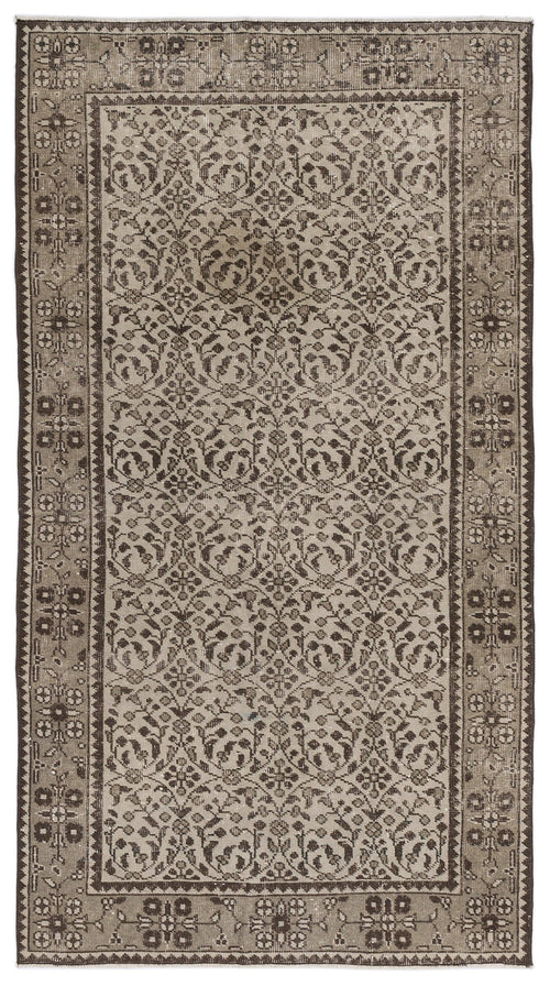 Atina 9004 Beige Vintage Wool Handmade Area Rug 3'9" x 6'11"