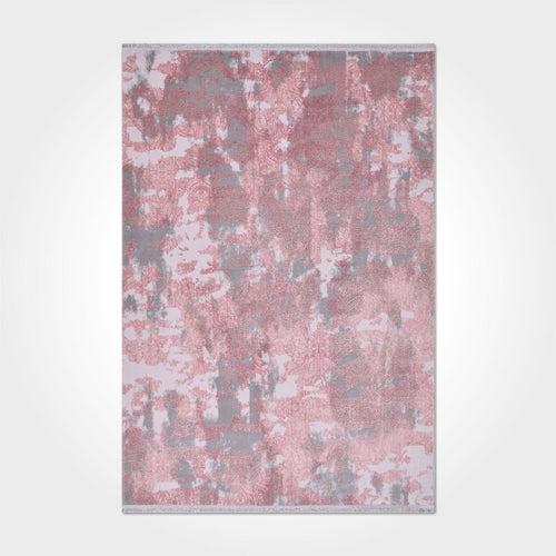 Pink Bamboo Area Rug – Modern Machine Made Rug With Soft Pile & Overlocked Edge