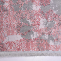 Pink Bamboo Area Rug – Modern Machine Made Rug With Soft Pile & Overlocked Edge