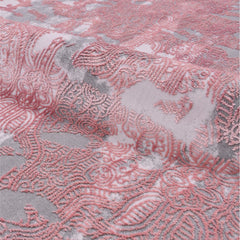 Pink Bamboo Area Rug – Modern Machine Made Rug With Soft Pile & Overlocked Edge