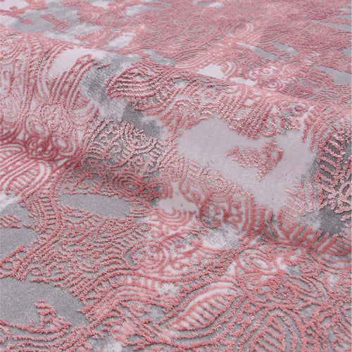 Pink Bamboo Area Rug – Modern Machine Made Rug With Soft Pile & Overlocked Edge