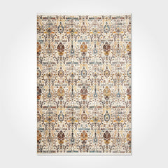 Cream Area Rug - Classic Machine Made Rug With Overlocked Edge For Living Room