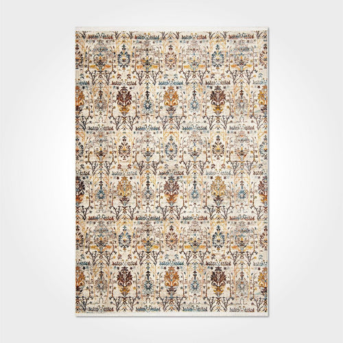 Cream Area Rug - Classic Machine Made Rug With Overlocked Edge For Living Room