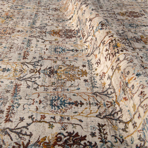 Cream Area Rug - Classic Machine Made Rug With Overlocked Edge For Living Room