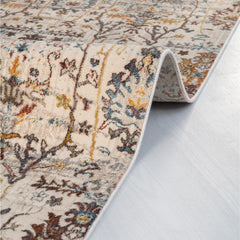 Cream Area Rug - Classic Machine Made Rug With Overlocked Edge For Living Room