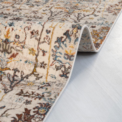 Cream Area Rug - Classic Machine Made Rug With Overlocked Edge For Living Room