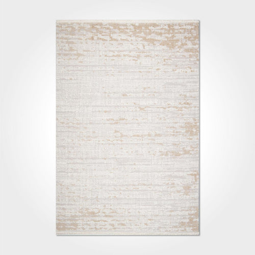 Cream Striped Area Rug – Machine Made Rug With 12 Mm Pile, Durable & Soft Floor Covering