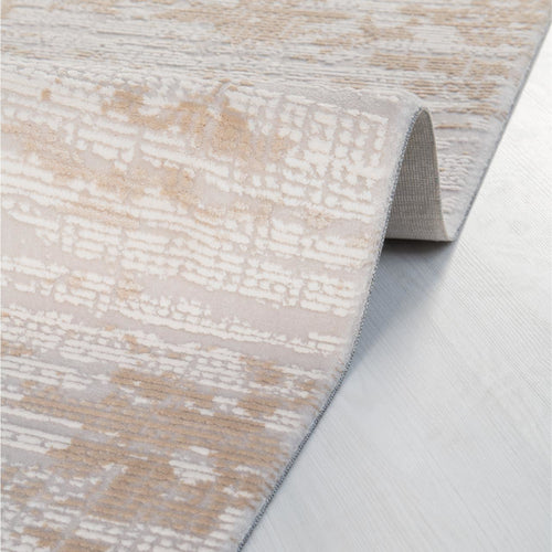 Cream Striped Area Rug – Machine Made Rug With 12 Mm Pile, Durable & Soft Floor Covering