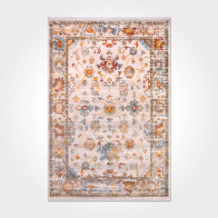 Cream Area Rug - Machine Made Rug With Frame Design & Degrade Pattern