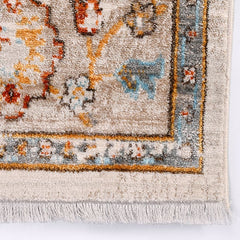 Cream Area Rug - Machine Made Rug With Frame Design & Degrade Pattern