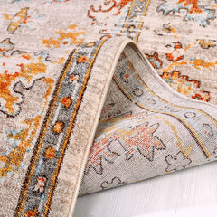 Cream Area Rug - Machine Made Rug With Frame Design & Degrade Pattern