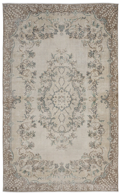 Atina 9035 Beige Vintage Wool Handmade Area Rug 6'5" x 10'5"