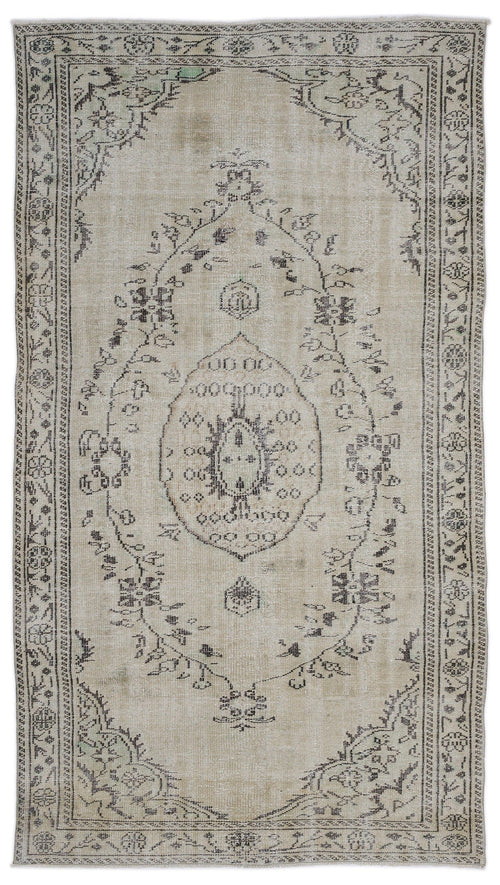 Atina Beige Vintage Wool Handmade Area Rug 5'8" x 9'6"