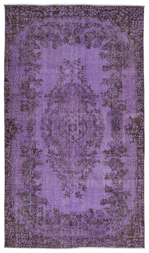 Atina Purple Vintage Wool Handmade Area Rug 5'3" x 9'1"