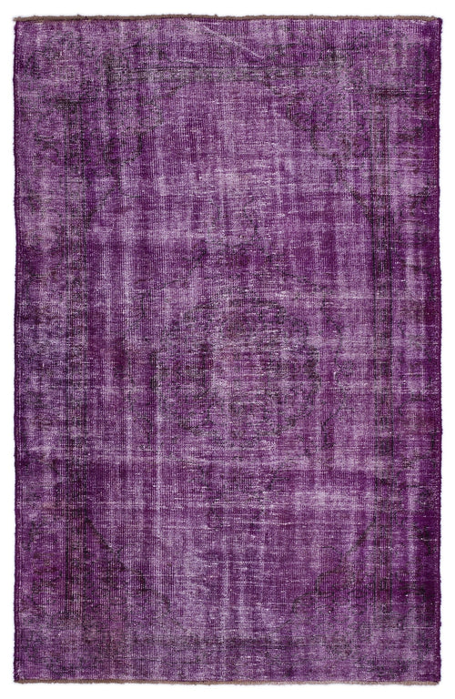 Atina Purple Vintage Wool Handmade Area Rug 5'2" x 8'2"
