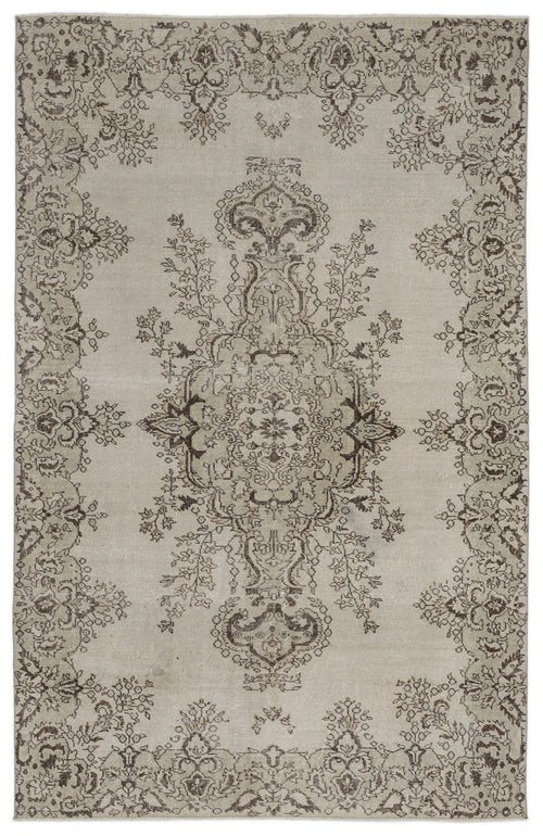 Atina 9102 Beige Vintage Wool Handmade Area Rug 6'2" x 9'9"