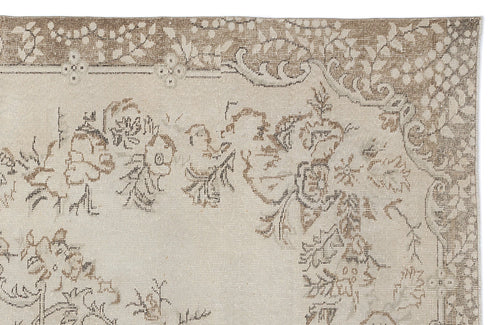 Atina Beige Vintage Wool Handmade Area Rug 6'8" x 10'5"