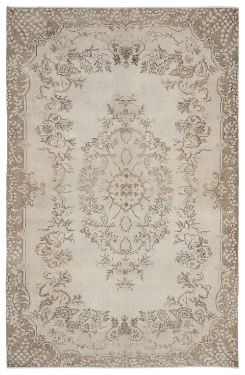 Atina Beige Vintage Wool Handmade Area Rug 6'8" x 10'5"