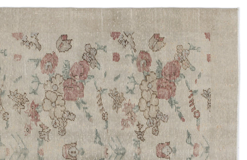 Atina Beige Vintage Wool Handmade Area Rug 5'1" x 9'4"