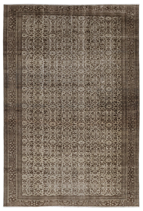 Atina Brown Vintage Wool Handmade Area Rug 6'3" x 9'2"
