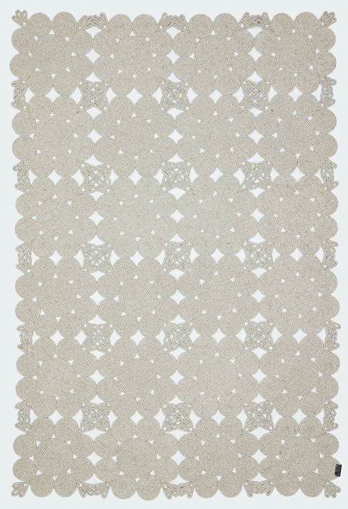 Handmade Jute Rug – Beige Geometric Area Carpet With Cotton Yarn, Non Shedding