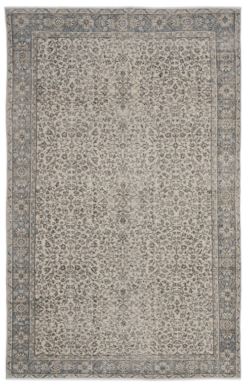 Atina 9131 Beige Vintage Wool Handmade Area Rug 6'2" x 9'2"