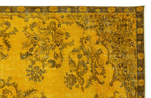 Atina Yellow Vintage Wool Handmade Area Rug 6'10" x 10'3"