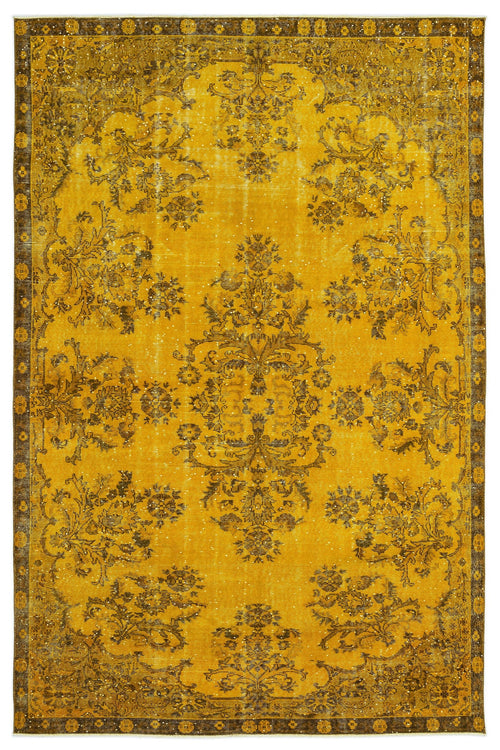 Atina Yellow Vintage Wool Handmade Area Rug 6'10" x 10'3"