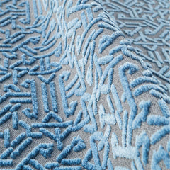 Blue Geometric Area Rug | Flatweave Floor Covering For Kitchen & Hallway